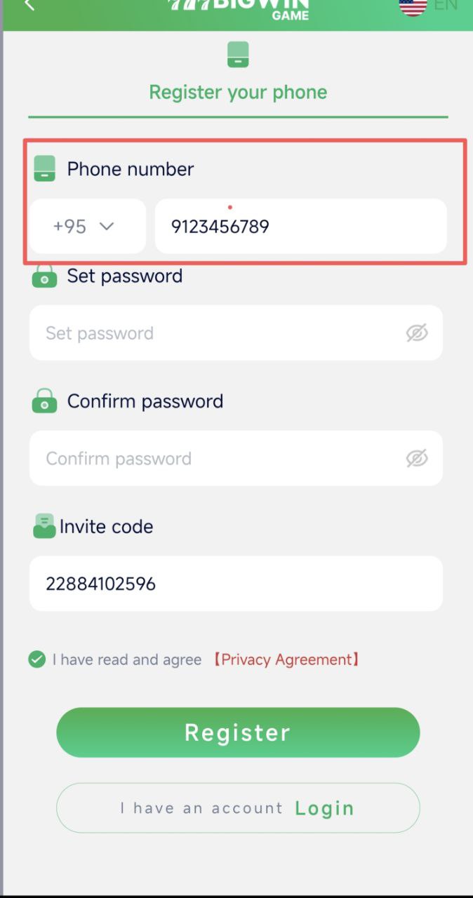 777 BigWin Register Step 1